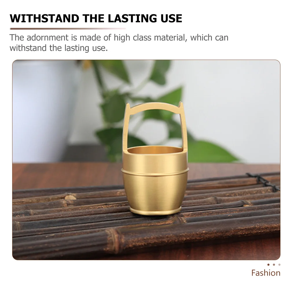 

1Pcs Pure Brass Wealth Bucket Ornament Mini Brass Bucket Home Desktop Office Adornment Decorative Vintage Style Small Decor