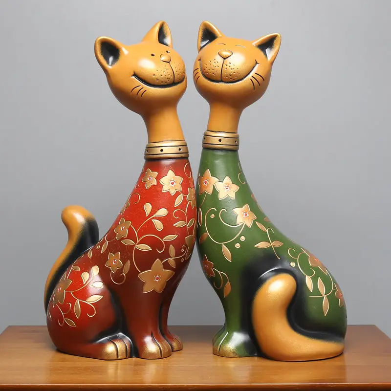 Ethnic minority style lucky cat ornament entry entrance wine cabinet rack table middle hall decoration handicrafts