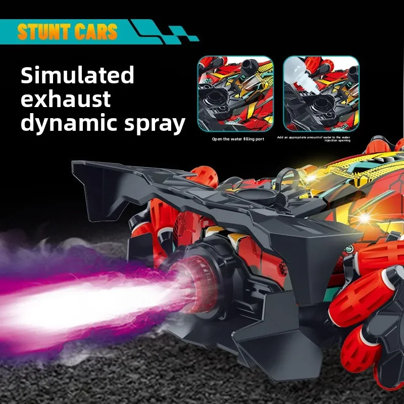 Custom 4WD Spray Remote Control Car Rc Gesture Sensing with Lights Stunt Drift Racing Boy Toy