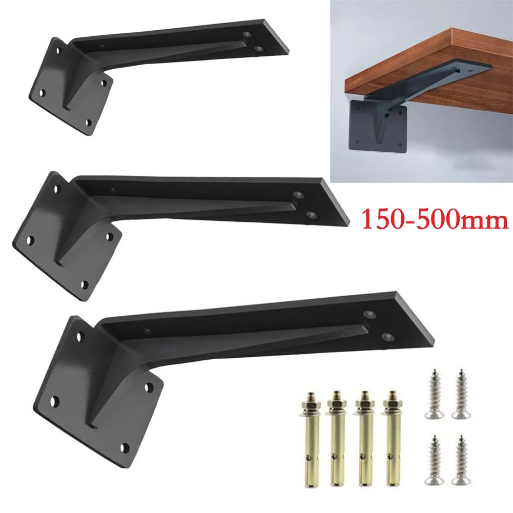 150-500mm Metalen Drijvende Plankbeugel Muurbevestiging Heavy Duty Voor Houten Planken Ondersteuning Zwart Koudgewalst Staal - afbeelding 2