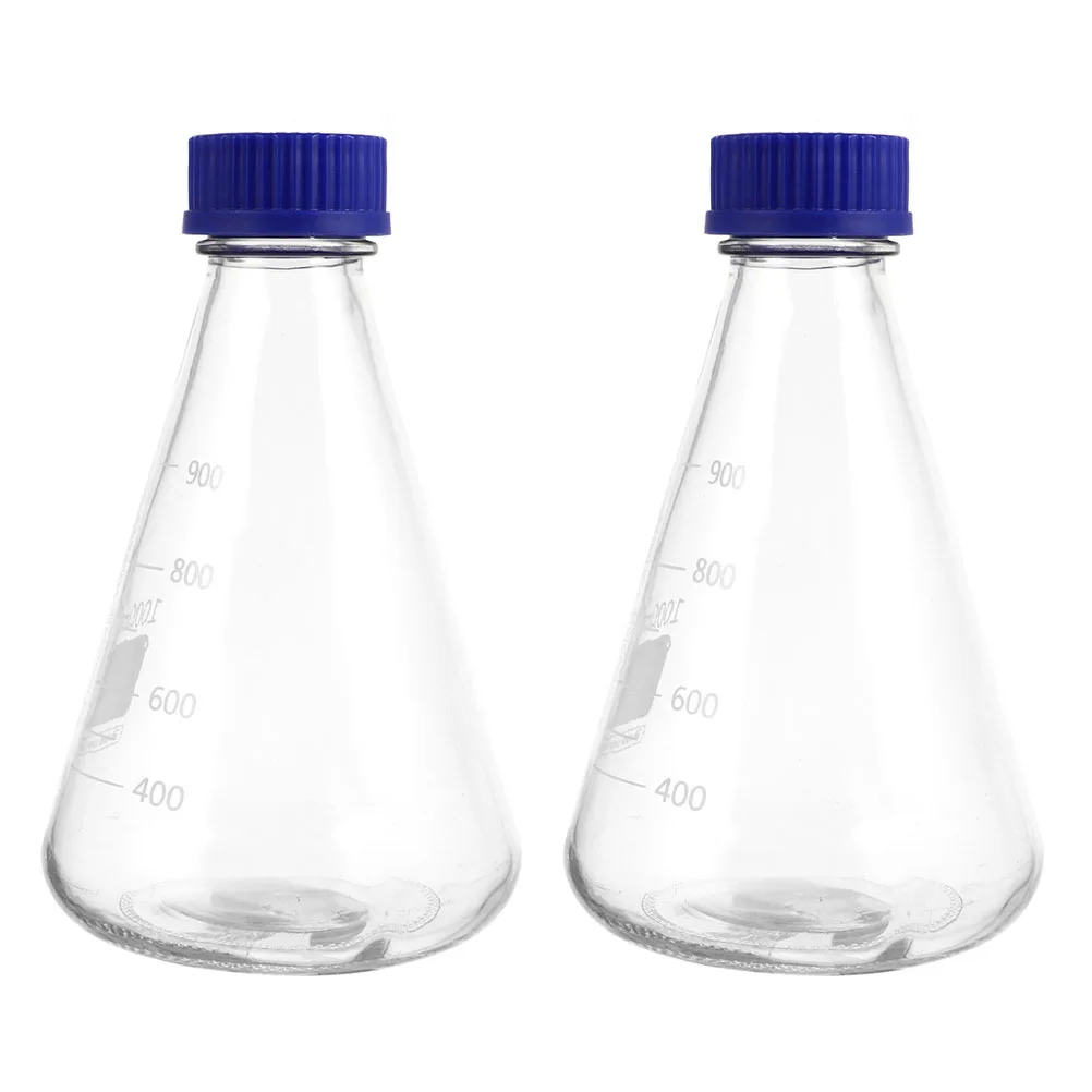 

2Pcs 1000Ml Conical Reagent Bottles Smooth Rounded Mouth No Bubbles No Burrs Ideal for Experiment Supplies Lab Glassware Science