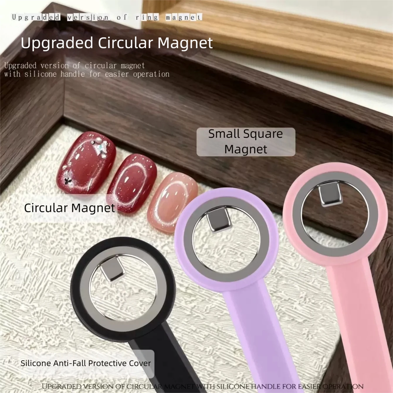 MIANEL Handle Ring Magnet, 3 Seconds Quick Suction Hollow Cat Eye Nail Art Tool, Strong Magnetic Stone for Hollow Cat Eye Gel