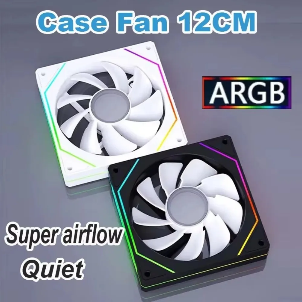 3D Texture ARGB Computer Chassis Fan PWM Control Quiet Cooling PC Case Fan Infinite Mirror Design 12V CPU Cooler Fan PC Case