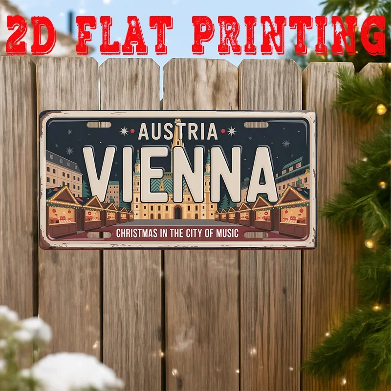 2D 1pc Vintage Metal  Sign, Vienna Sign,Suitable for Garden, Garage, Living Room, Porch, Entrance