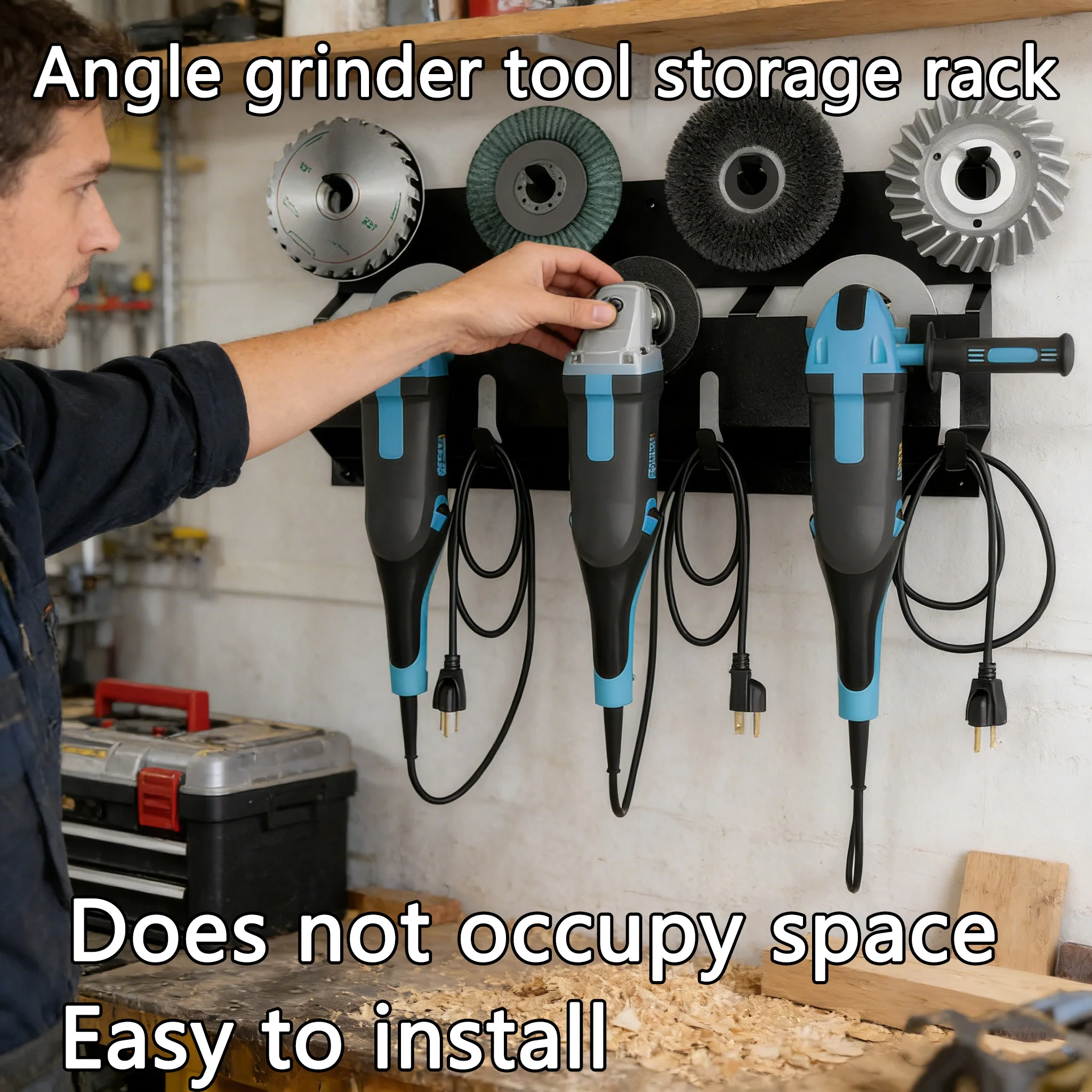 

Металлический держатель угловой шлифовальной машины, настенное крепление, стеллаж для хранения, вешалка для шнура для электрорезов и полировщиков, мастерская, гараж
