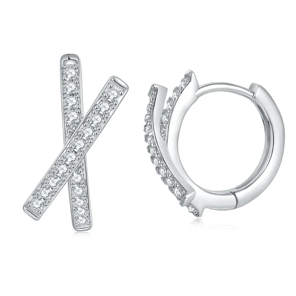 

M-JAJA муассанит X-образные серьги-кольца S925 стерлингового серебра с бриллиантами и крестом для женщин 18 К позолоченные ювелирные изделия в подарок