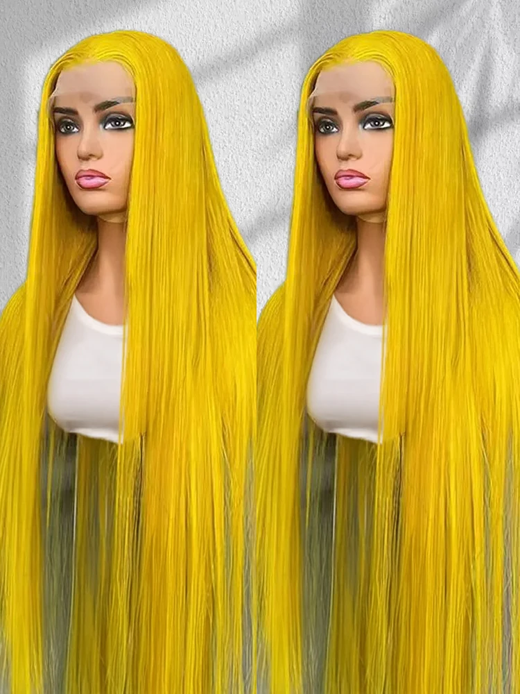 

Yellow Wig Bone Straight 13x6 Hd Lace Yellow 250%Density 13x4 Human Hair Wigs 34 Inch 100% Brazilian Human Hair