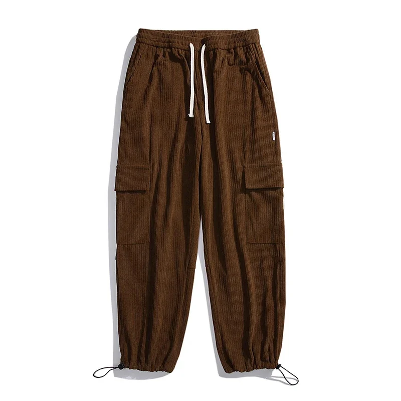 APPEARWAY-pantalones de chándal rectos de pana para hombre, Joggers holgados de Hip Hop, pantalones casuales, pantalones largos sólidos de moda, primavera y verano