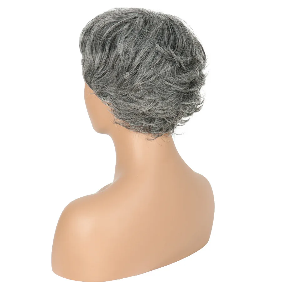 Synthetic Short Curly Wigs for Women Silver Gray Wig with Bangs Halloween Costume Wig Female Cosplay Lady  Wig