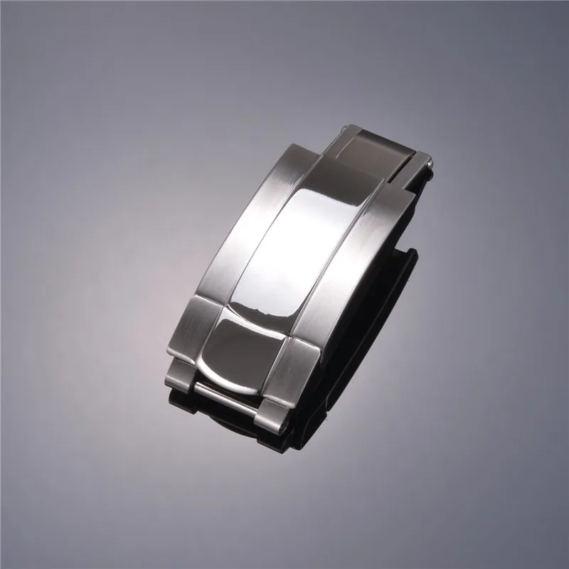 

904Solid Stainless Steel Folding Buckle for Rolex Submariner Oysterflex Daytona GMT Watch Band Strap Deployment Clasp 16*9mm