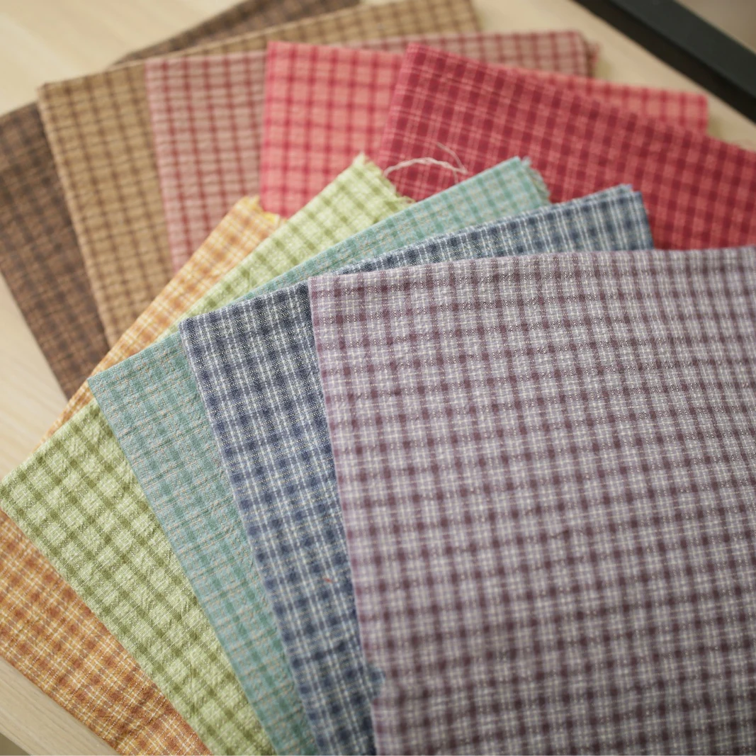 50*70cm High Quality All Cotton Twill Flannel Cloth Sanding Soft Fabric And Yarn Dyed Plaid Shirt Hand-made Cloth DIY 240g/m