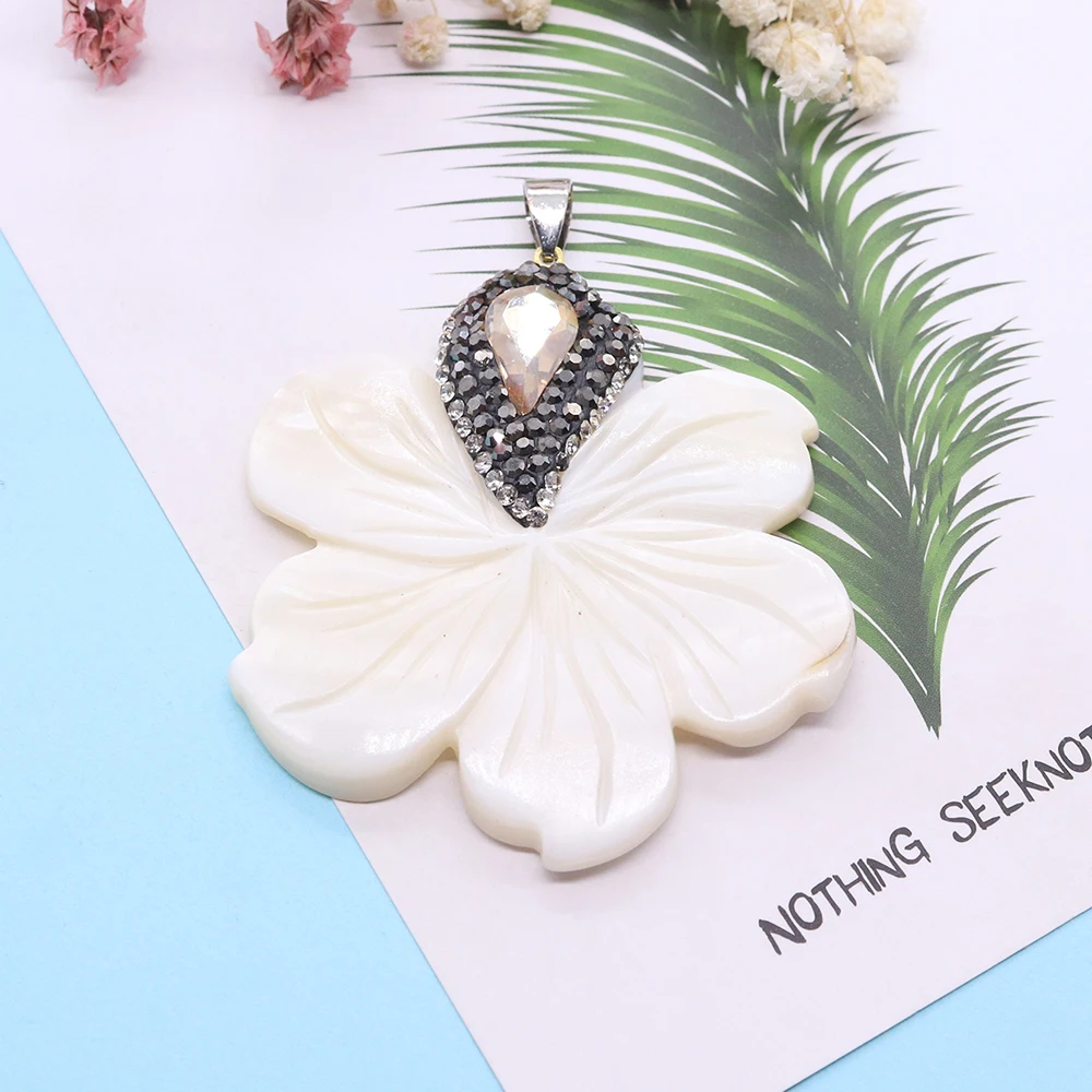 Stylish Natural Freshwater Pearl Petal Pendant White Shell Inlaid Baroque Pearl Jewelry Making Necklace Earrings DIY Accessories