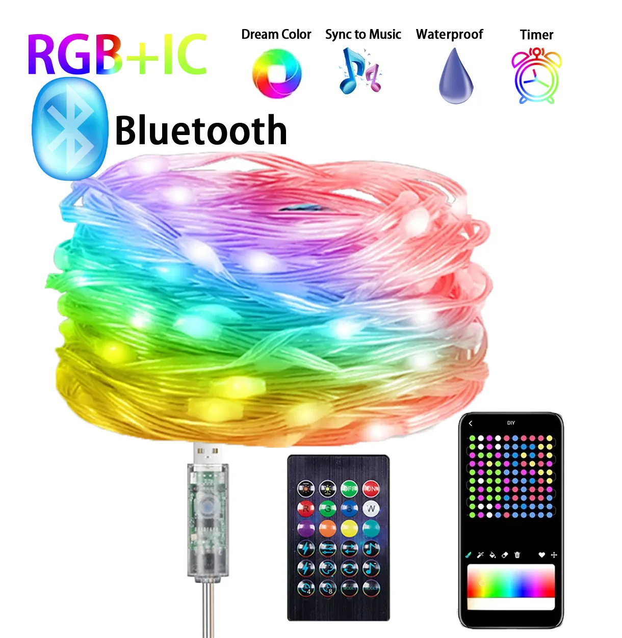 

LED Fairy String Lights USB RGBIC Lights Fantasy Color WS2812B String Lights for Party Christmas Lights Wedding Decoration Garla