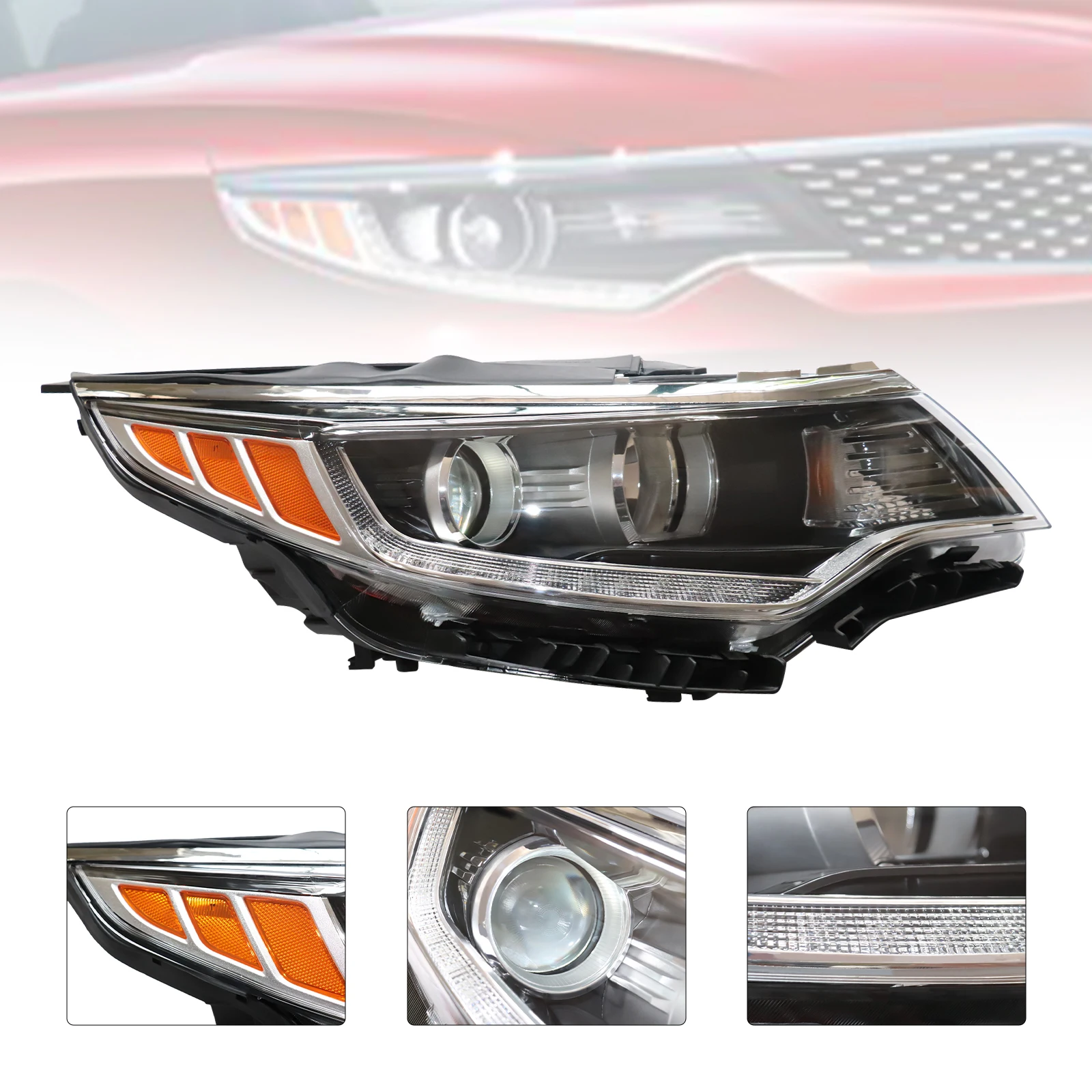 

Headlight Assembly Halogen For 2016 2017 2018 Kia Optima LED DRL Passenger Side Right Projector Headlamp with Bulbs