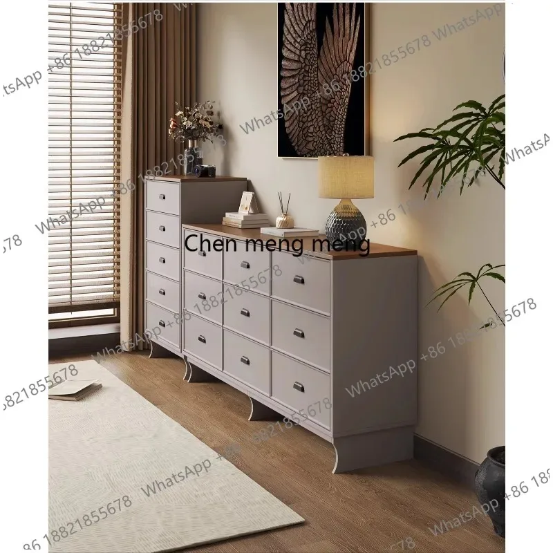 

F150 Medieval style all solid wood nine chest bedroom storage French retro living room dining side porch storage