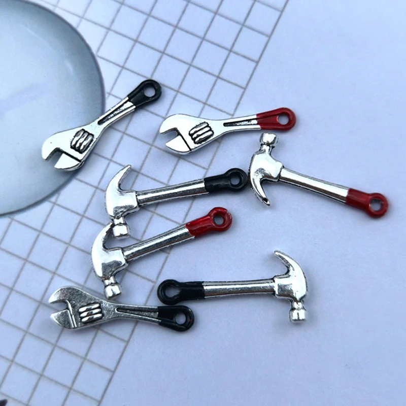 2Pcs/set Miniature Repair Tools Model Mini Hammer Wrench Toys 1:12 Dollhouse Simulation Toy DIY Crafts Accessories