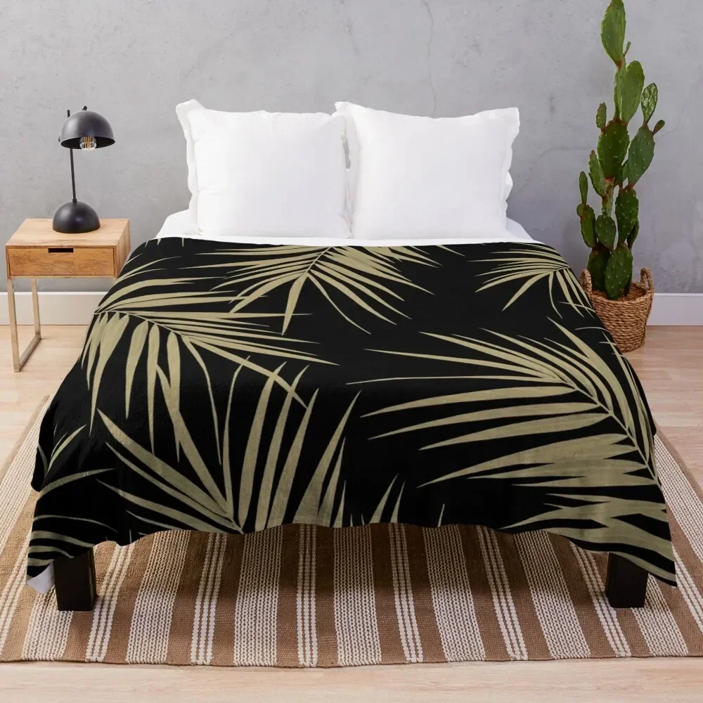 Palm Leaves Cali Finesse #1 #gold #tropical #decor #art Throw Blanket Decorative Beds Plaid on the sofa Blankets