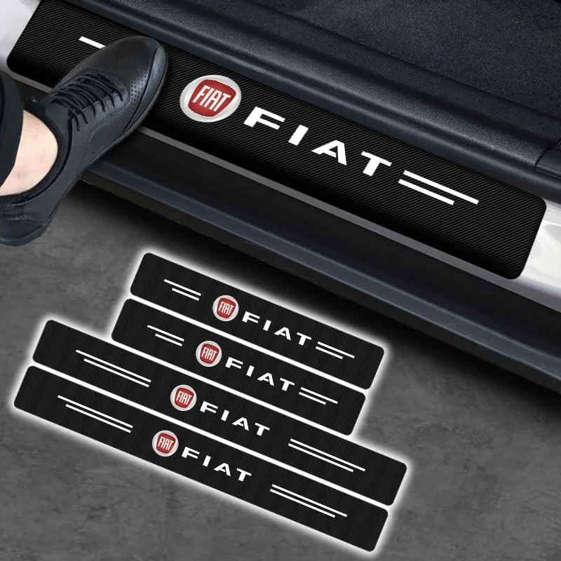 

4pcs Car Door Sill Protector Stickers Carbon Fiber Decor Decal For Fiat 124 500 500x 500l Panda TIPO Punto Abarth Palio Doblo