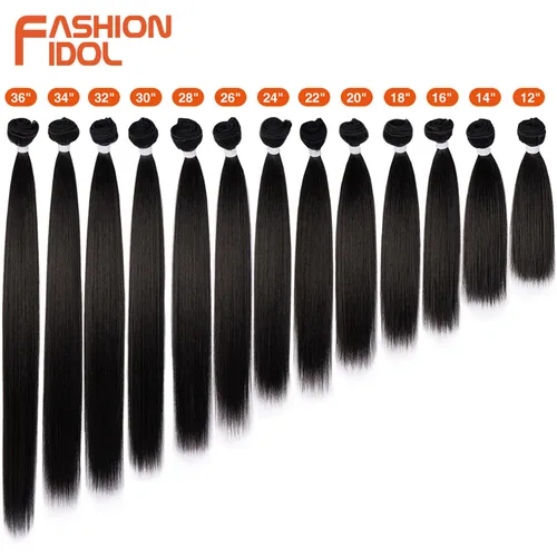 Imagen 1 del producto Mechones de pelo liso Yaki de 24 y 30 pulgadas, mechones de pelo sintético Rubio degradado, extensiones de cabello falso liso de fibra de alta temperatura