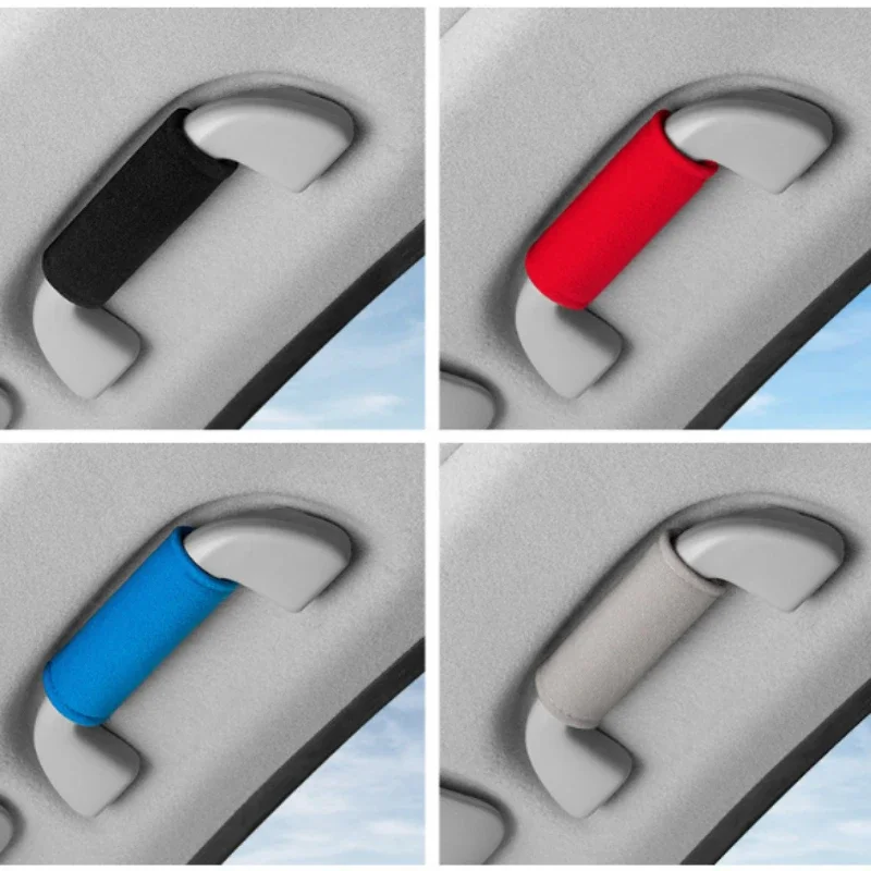 4PCS Car Roof Armrest Trim Cover Puller Gloves Protective Roof Handle Guard Trim Soft Suede Material Car Interior Accessories