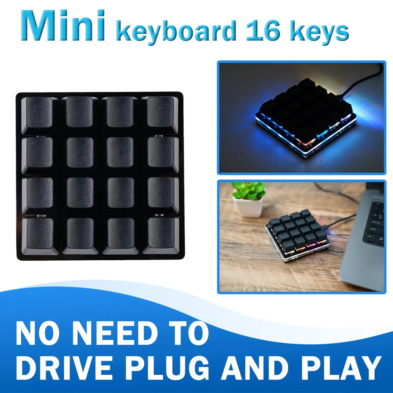 

16 Key Black Small Keyboard Custom Shortcut Keys Mechanical Keyboard Automatic Click SayoDevice Programmable Hardware Keyboard