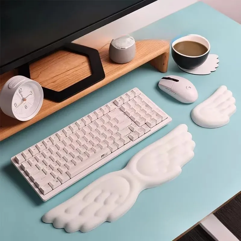 Mechanical Keyboard, Mouse, Wrist Rest, Computer Keyboard, Laptop, Angel Wing, Memory Foam, Mouse Pad Wrist Support