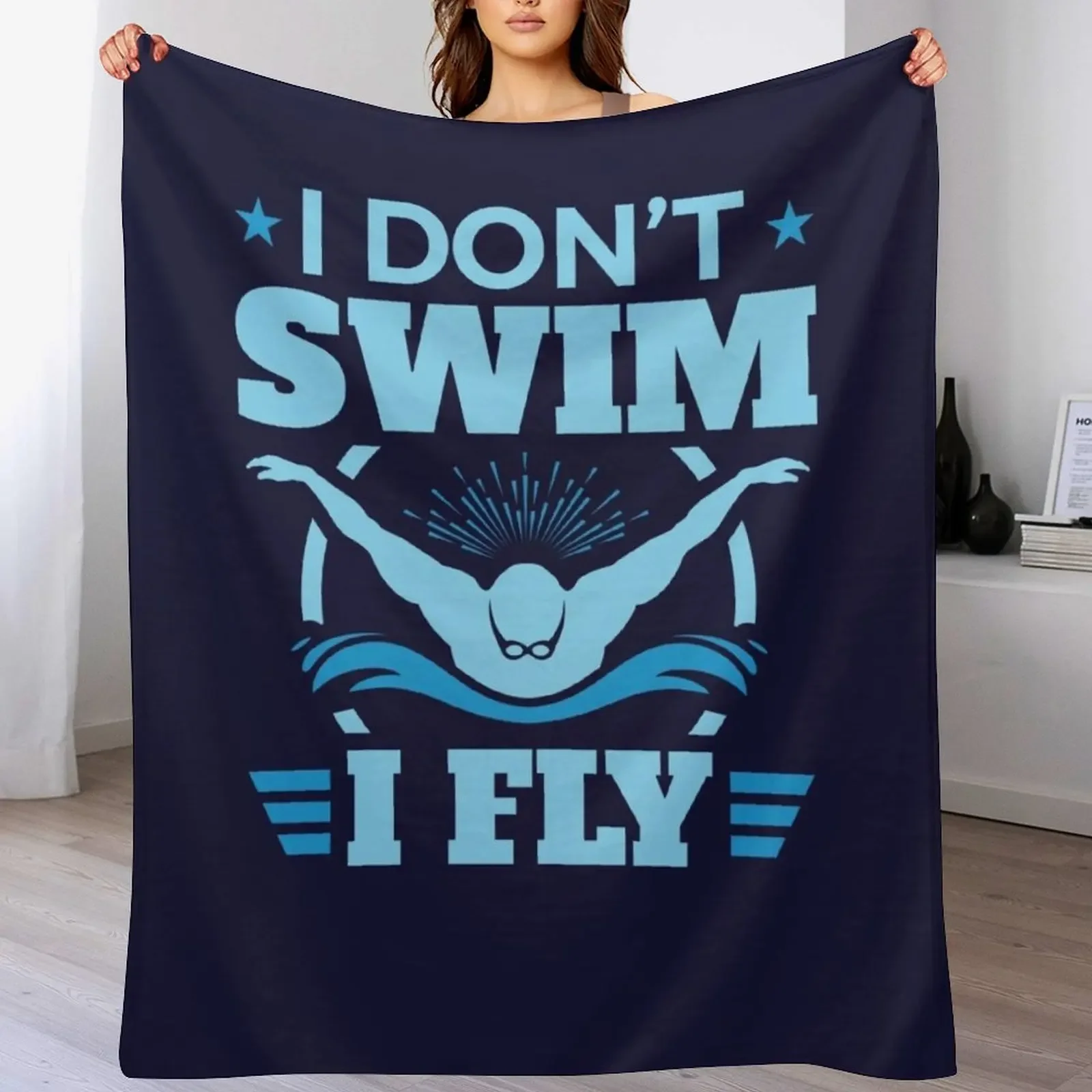 

I Don't Swim I Fly Swimming Butterfly Throw Blanket Warm manga Beach wednesday Blankets