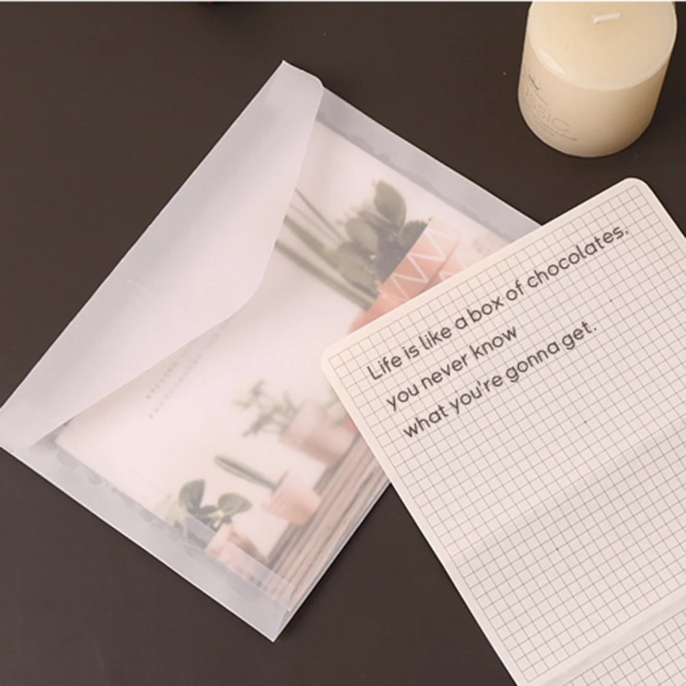 10Pcs Transparent Sulfuric Acid Paper Envelope DIY Postcard Card Storage Wedding Invitation Gift Packing Envelope