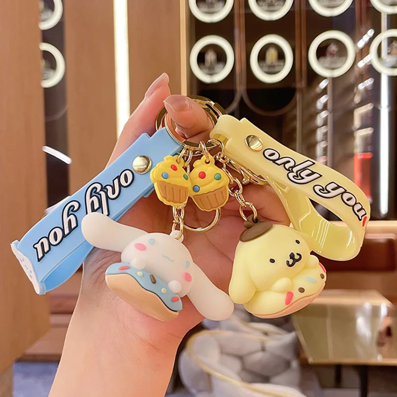 

miniso Hamburger doughnut keychain pendant, couple schoolbag key chain ring pendant