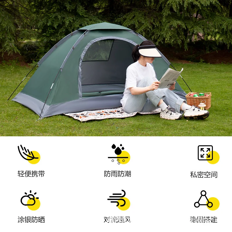 Outdoor Tent Single Person Lightweight Camping Tent Rain And Sun Protection Portable Handbag For Hiking Travelling With Mat