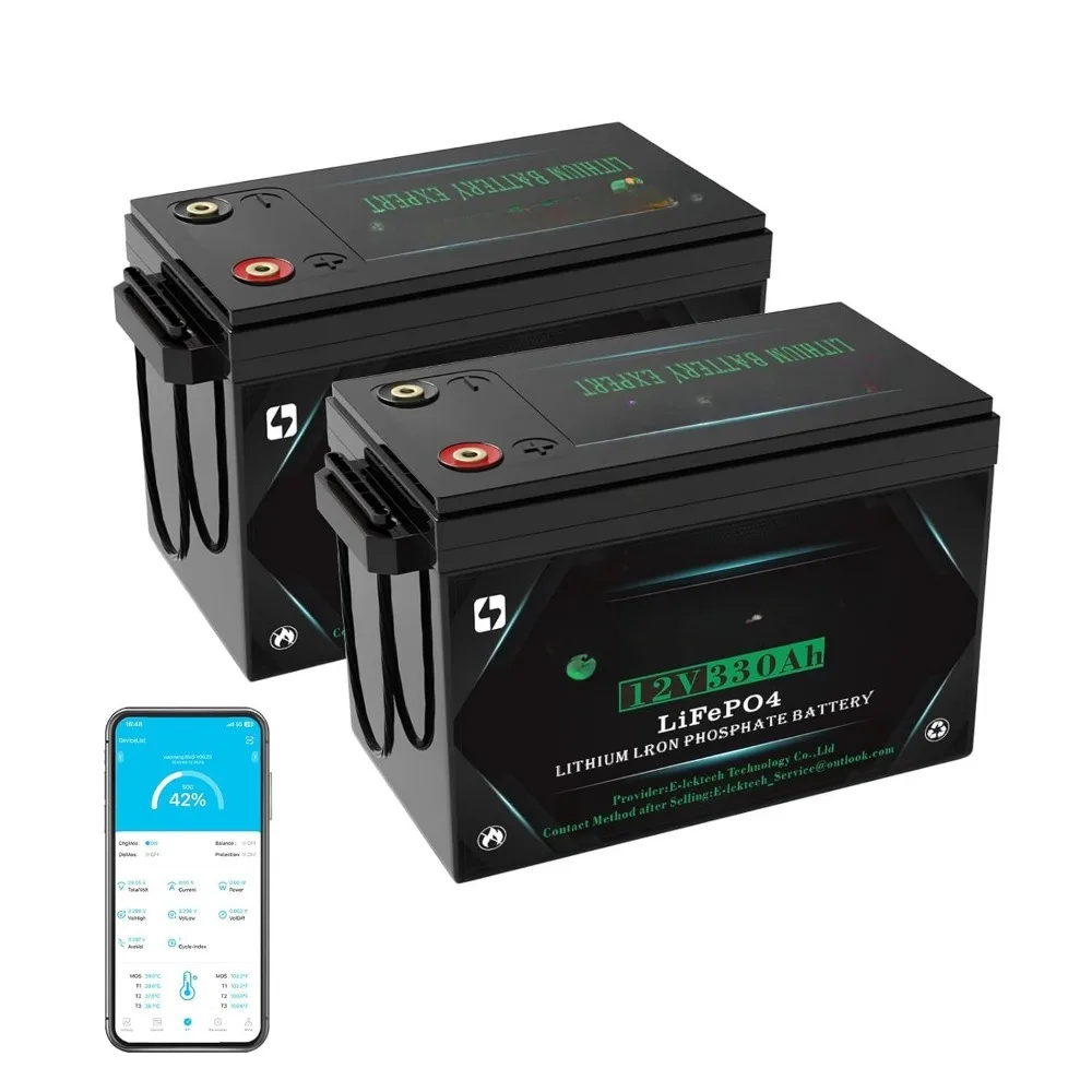 

Литиевая батарея LiFePO4 24В 330Ач (2 шт. по 12В 330Ач), малый размер, встроенный BMS 200А, до 10000 циклов, макс. 2560 Вт, на заказ