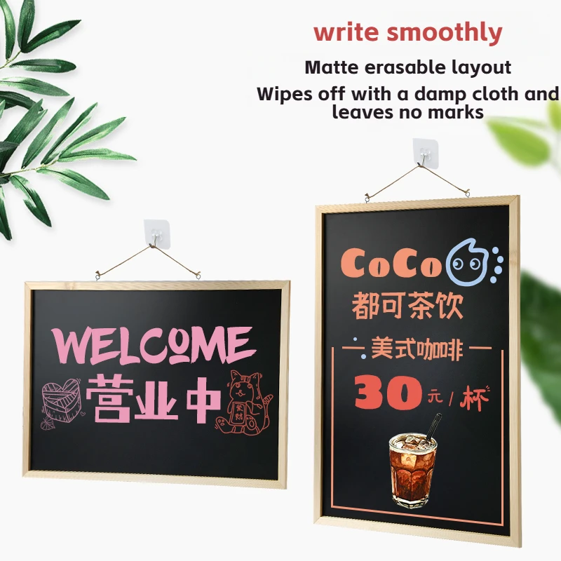 Große, an der Wand montierte Kreidetafel aus Holz, kommerzielle Werbetafel für Schule, Unterricht, Geschäft, Büro, Anzeige, Klassenzimmer-Zubehör