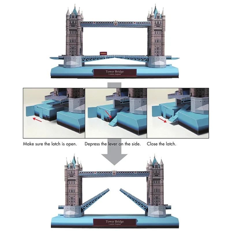 Regno Unito Torre Ponte 3D Modello di Carta Architettonico Papercraft FAI DA TE Origami Edificio Adolescenti Giocattoli Artigianali Fatti A Mano Per Adulti QD-154