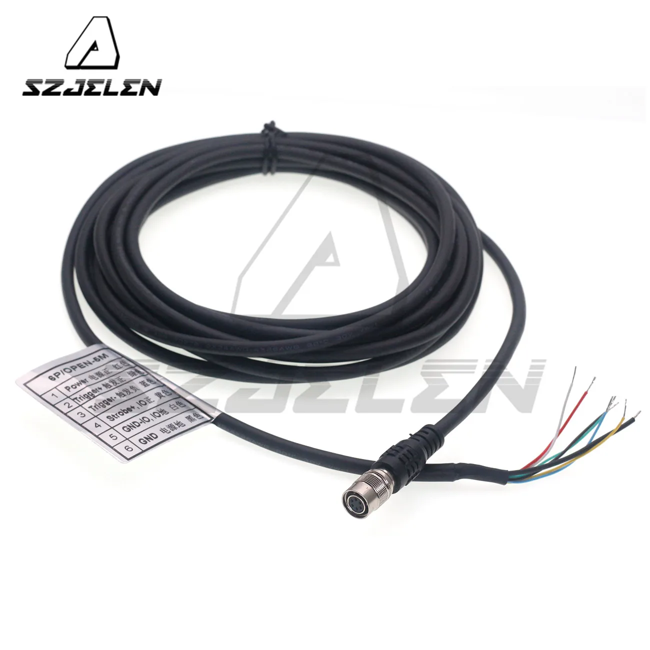 

HR10A-7P-6S Single end welding 5meter cable for Basler GIGE AVT Industrial Camera Hirose 6-Pin Female CCD Power Input/Output Tri