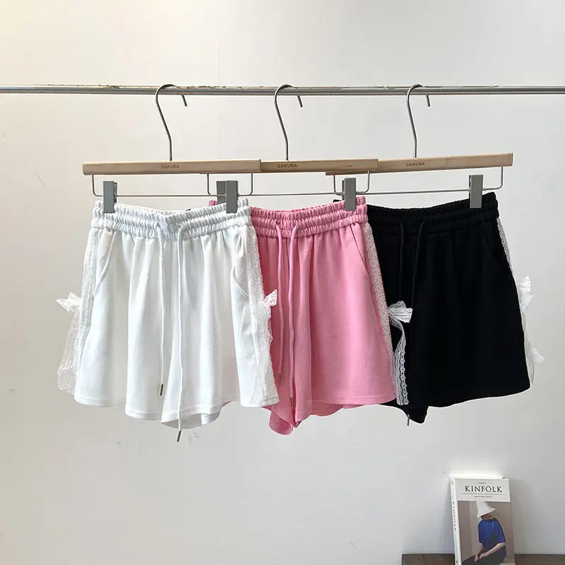 

2024 New INS Design Bow Cute Wide-leg Pants Womens Summer Korean-style Fashion Commuter Loose Joker Shorts Sweatpants Women