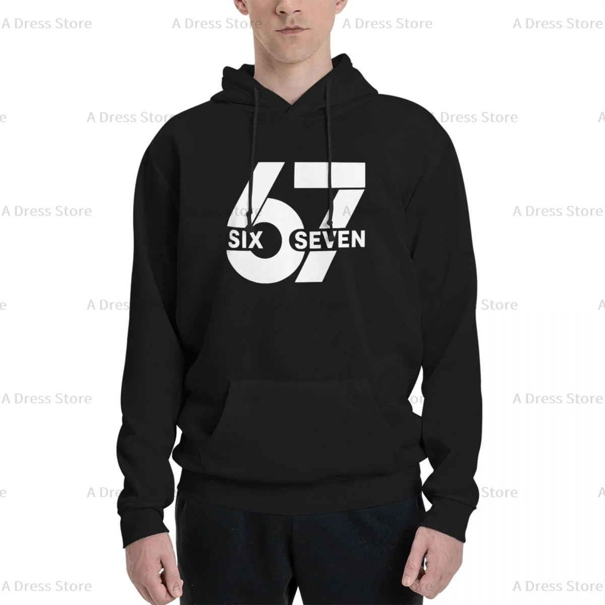 

67 Six Seven Polyester Two sided Hot stamping printing Men's Sweater,Unisex Vintage Pullover Hooded