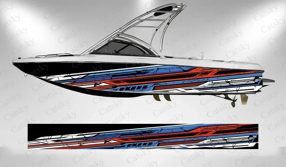 

Линии абстрактные полосы красочные наклейки на лодку виниловая лодка для мультяшной палубы лодка рыбалка самоклеящаяся наклейка наклейка