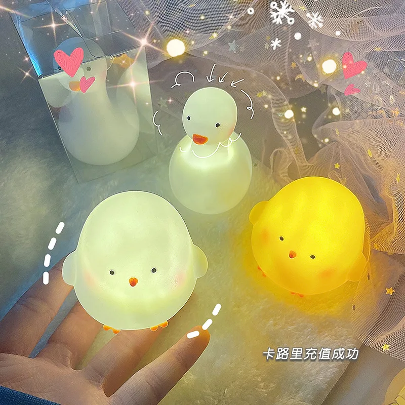 Cute Cartoon Chick/swan Night Light Not Dazzling Children Bedroom Bedside Night Light Child Girl Birthday Gifts Home Decoration