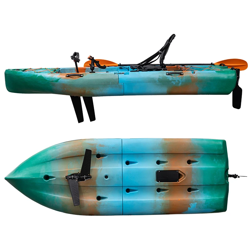 قوارب الكاياك المعيارية لصيد الأسماك بطول 9.3 قدم، قارب LLDPE بدواسة للجلوس مكونة من قسمين 2025 #1