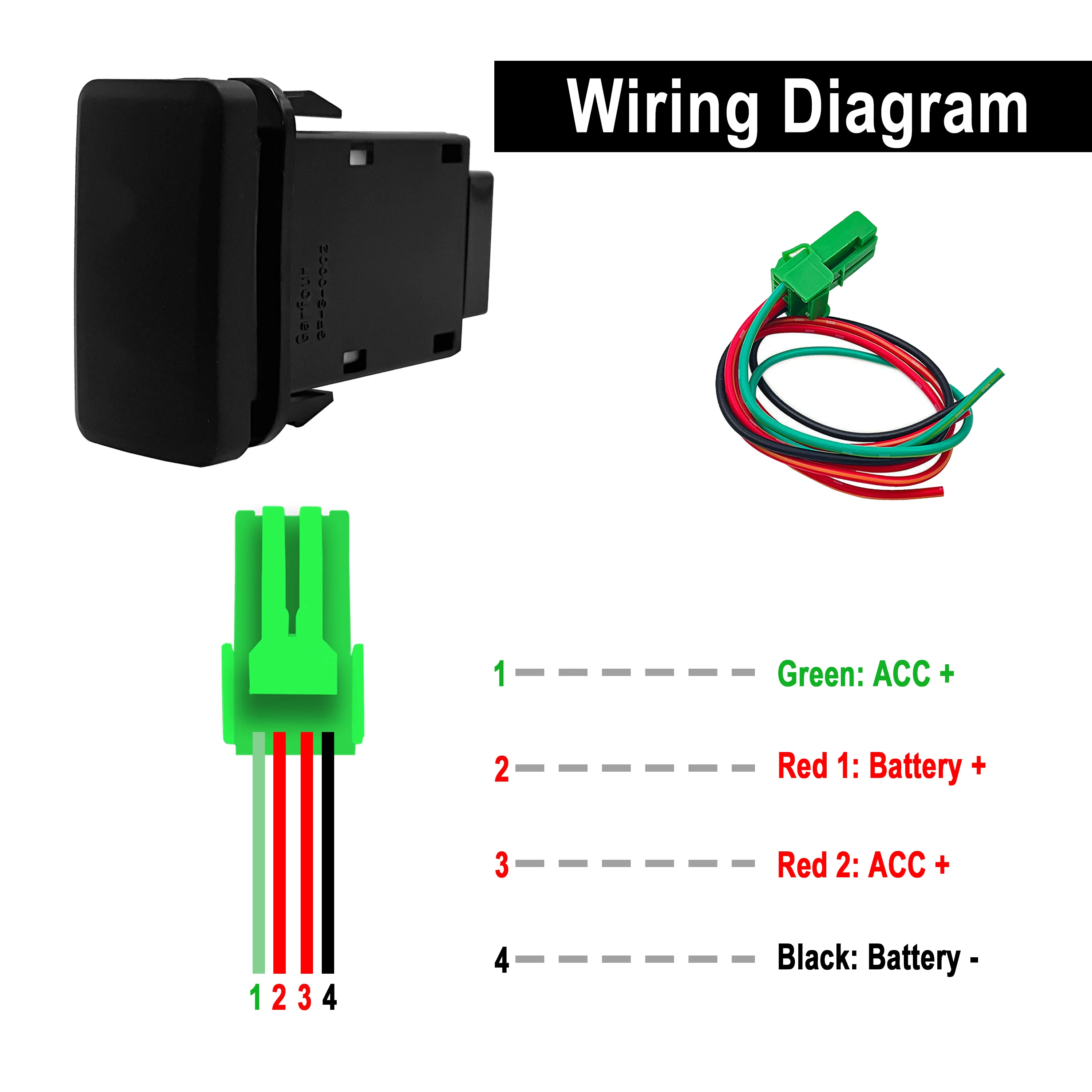 12 V Groen/Blauw Led Push Schakelaar Led Lichtbalk Met Connector voor Toyota 100 120 4Runner Hilux Tacoma auto Accessoires Vervanging