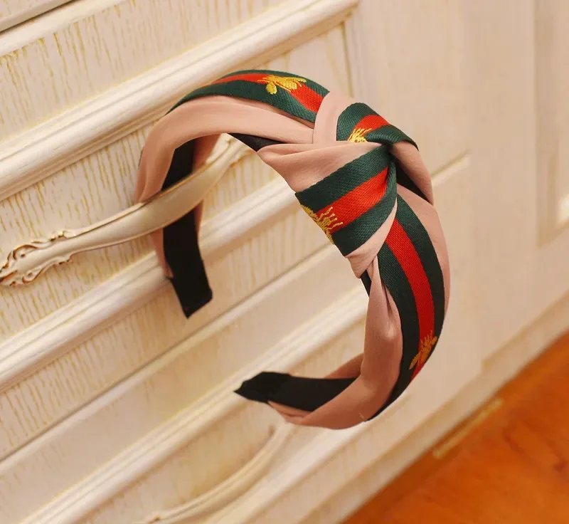 2025 موضة جديدة هيرباند عقال للنساء موضة عمامة مخطط رباط شعر نمط النحل طباعة إكسسوارات الشعر #6