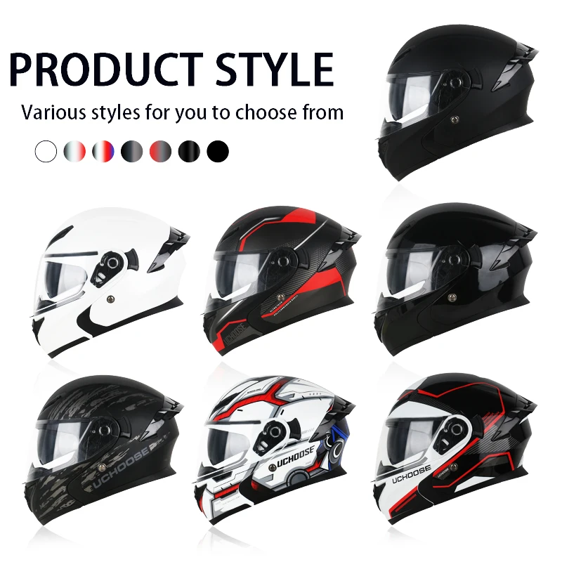 DOT Approved Full Face Helmets Crash Motorbike Protective Gear Men Women Flip Up Helmet Motorcycle Double Sun Visor