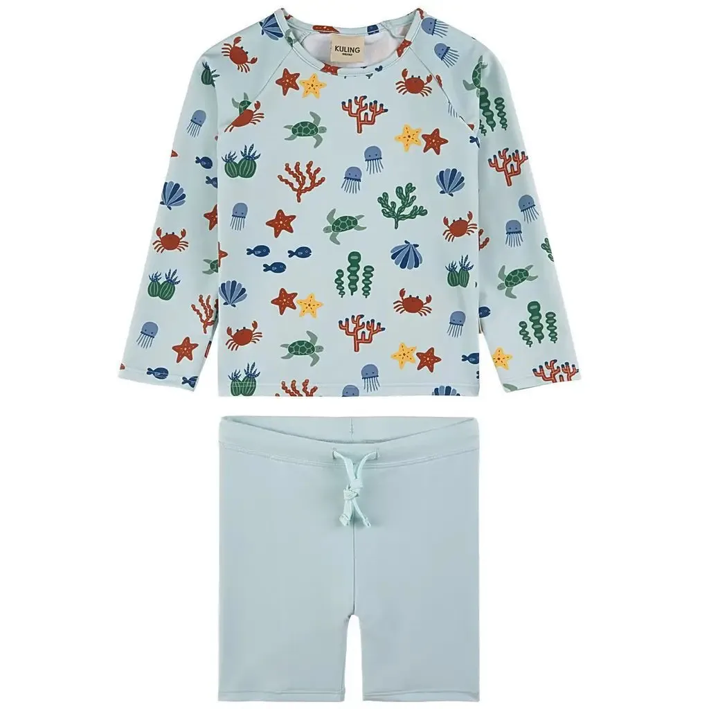Fato de natação KU infantil, roupa de flores Kawaii para bebês, conjunto de maiô para meninos, roupa de banho infantil, irmã e irmão