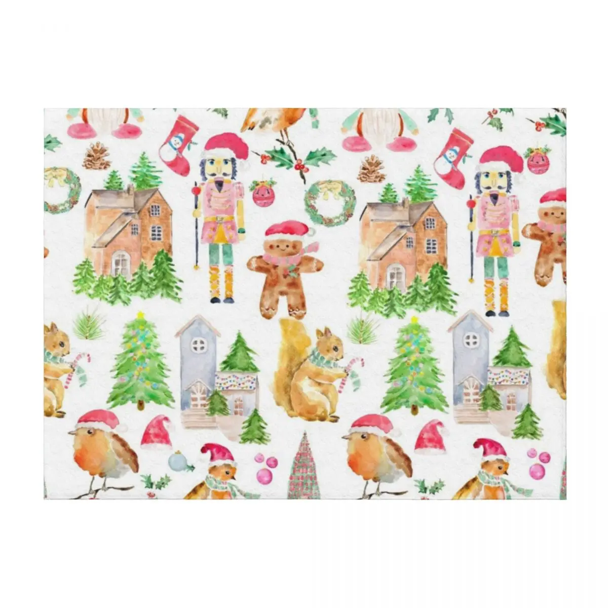 

Christmas symbols collection watercolor Throw Blanket warm winter Fashion Sofas Bed linens Tourist Blankets