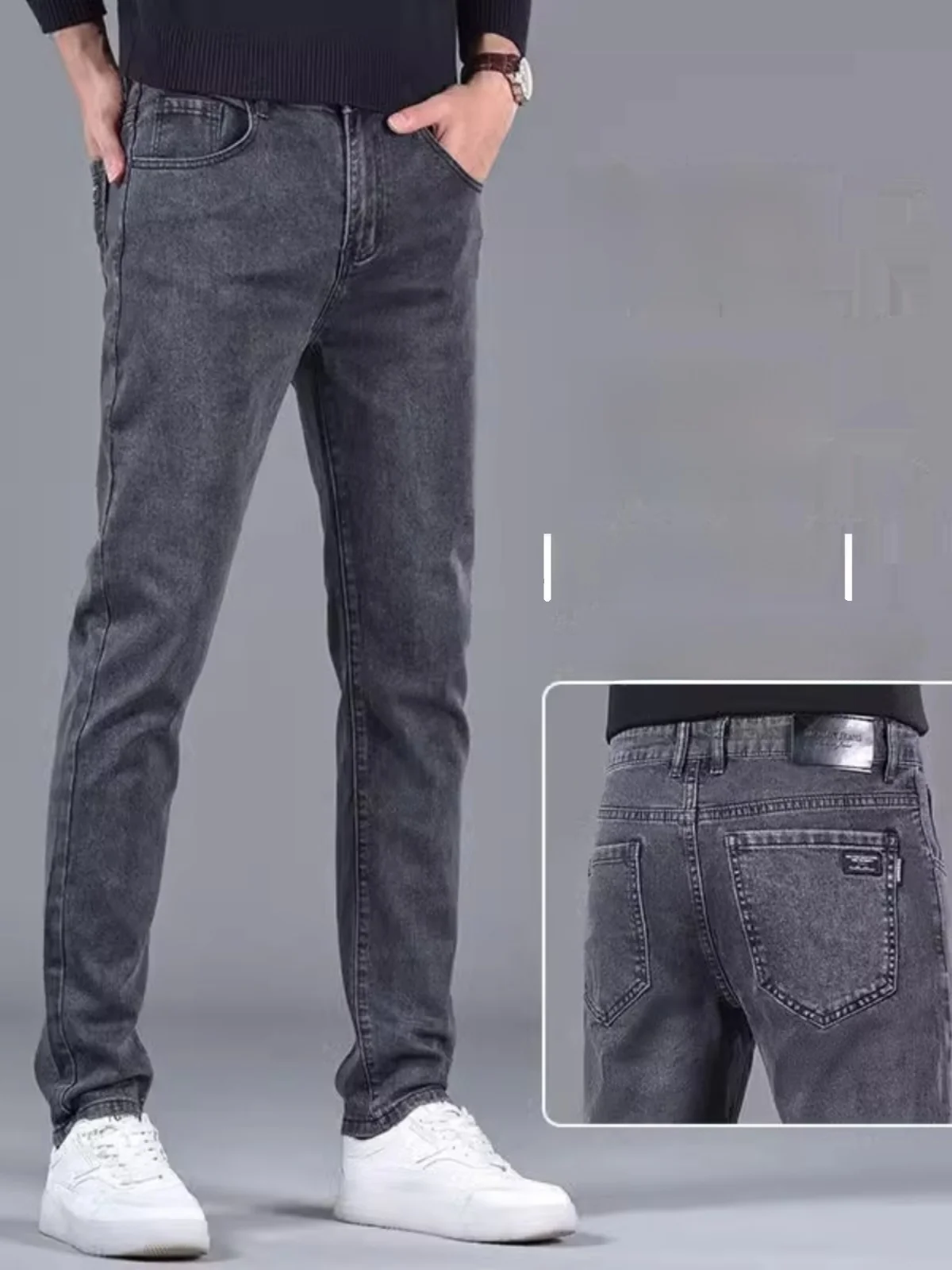 

Свободные прямые мужские джинсы Bla, повседневные модные городские джинсы, высокоэластичные, износостойкие, на молнии, молодежные, весна-осень