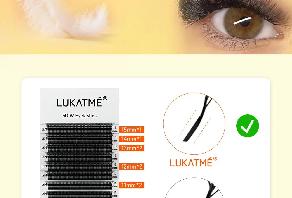 8 Stück/Box LUKATME Vorgefertigte Fächer YY W-Form Curl D/M 7-15mm Mix-Stil YY 4D 5D 6D 7D Großhandel Falsche Wimpern Zubehör Braune Wimpern – Detail 6