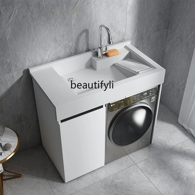 

Machine basin integrated cabinet balcony laundry cabinet washing machine cabinet combination drum significant other laundry sink