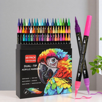 24/48/72/96/120 Colors Acrylic Paint Markers Set – Dual-Tip Pens for Rock Painting, Crafts & Artwork – Vivid, Quick-Dry Pigments