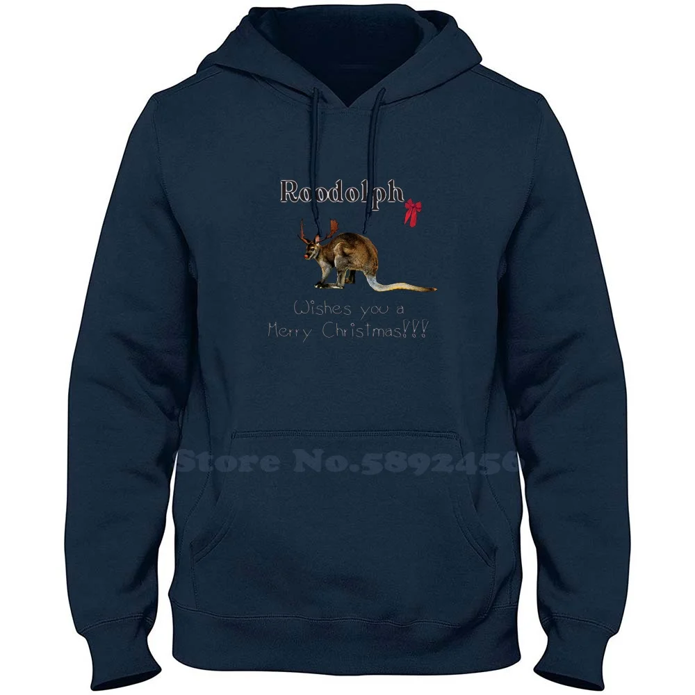 Roodolph The Red Nosed Roo! Merry Christmas! 100% Pure Cotton Hoodie Kangaroo Christmas Sweater Rudolph The Red Nosed Kangaroo