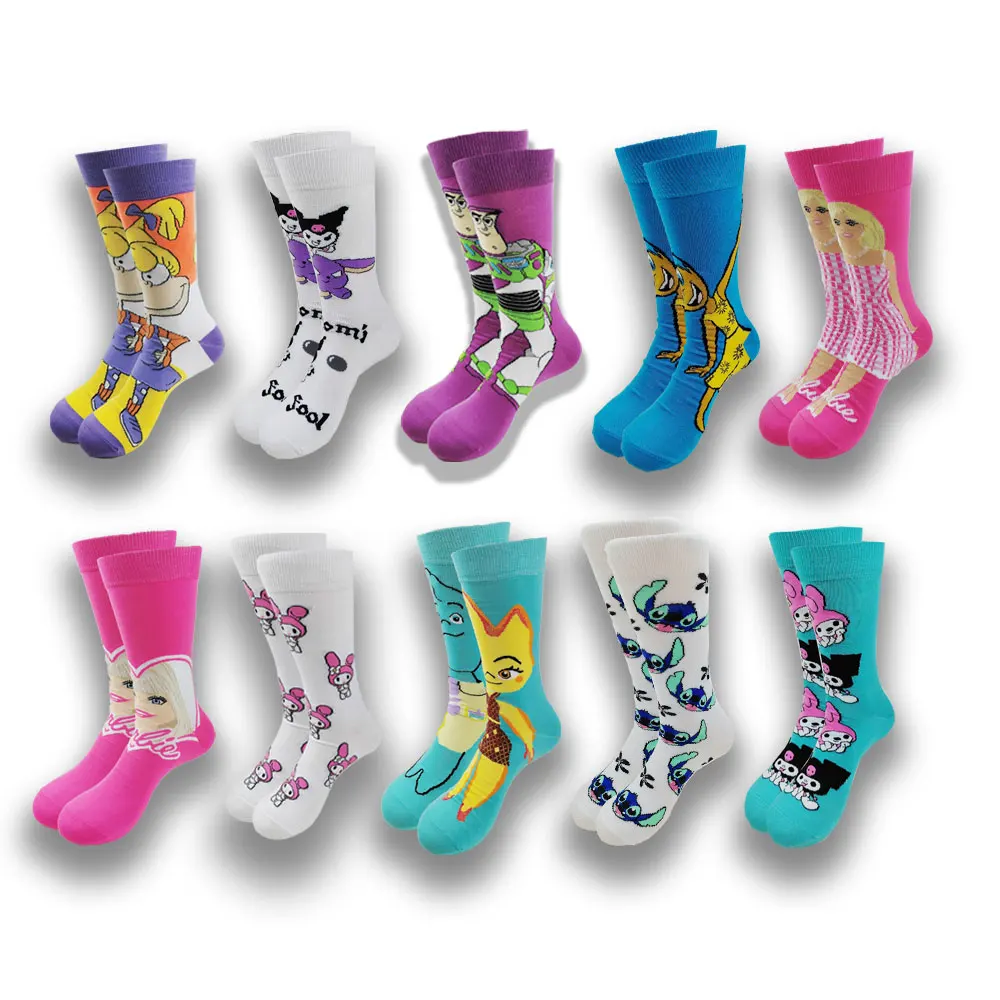 Men Fashion Socks Anime Funny Socks Hip Hop Personality Anime Socks Cartoon Fashion Alien High Quality Sewing Pattern Tube